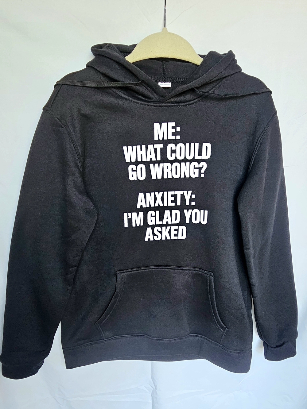 Black Graphic Hoodie Sweater - "Me: What Could Go Wrong?"